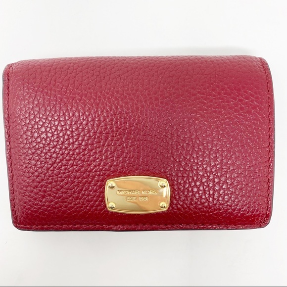 MICHAEL Michael Kors Handbags - Michael Kors Pebbled Leather Small Wallet Red